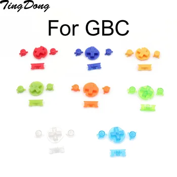 1 комплект x красочных кнопок, набор для замены Gameboy Color для игровой консоли GBC, Кнопка включения выключения, кнопки AB, D, накладки, замена
