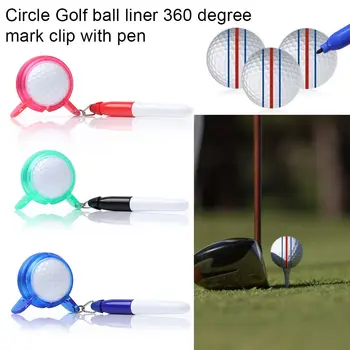 1 Комплект Кольцевой подкладки для мяча для гольфа на 360 градусов, зажим для маркировки с ручкой, Пластиковая маркерная линия, Выдвижной ящик, средства для выравнивания спортивного шаблона, Маркерная линия