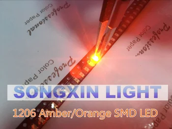 100шт Оранжевый/янтарный 1206 SMD SMT Супер яркий светодиодный светильник высокого качества Новый 600-610nm 200-300mcd 2,0-2,6 v smd 1206 светодиодные диоды