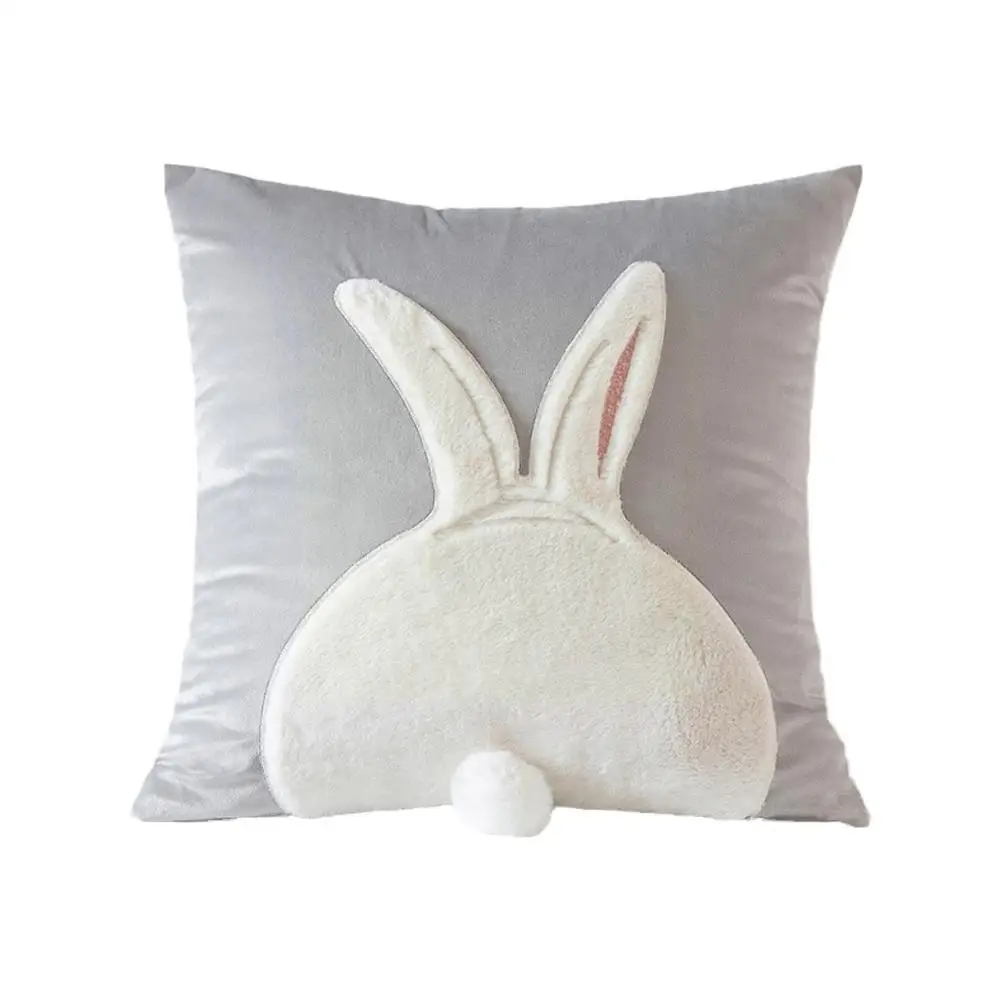 Декоративная Наволочка с плюшевым кроликом, 3d Наволочка с вышивкой, чехол для дивана-кровати, Украшение для гостиной, чехол для подушки Y5l5