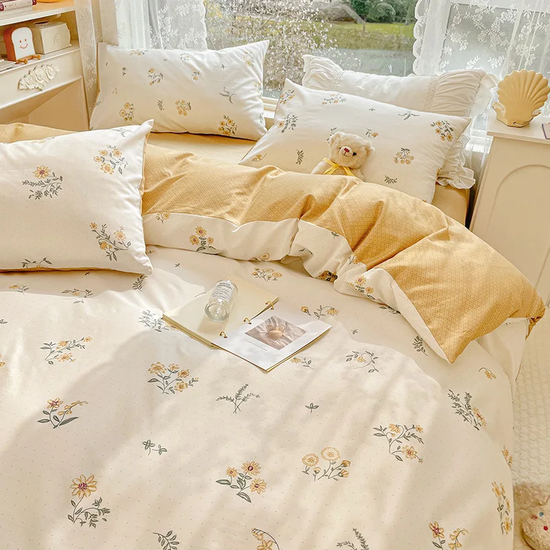 Высококачественная кровать из чистого хлопка, комплект постельных принадлежностей из четырех частей, летние зимние одеяла для кровати размера 
