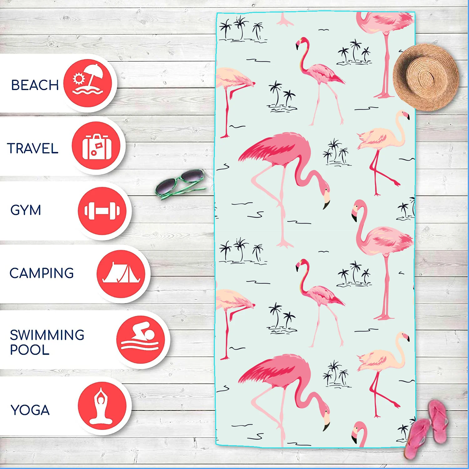 Пляжное полотенце Flamingo для женщин, Розовое банное полотенце из микрофибры Flamingo, Быстросохнущее, защищенное от песка, Подарки для путешествий, Бассейн на открытом воздухе, 80x160 см