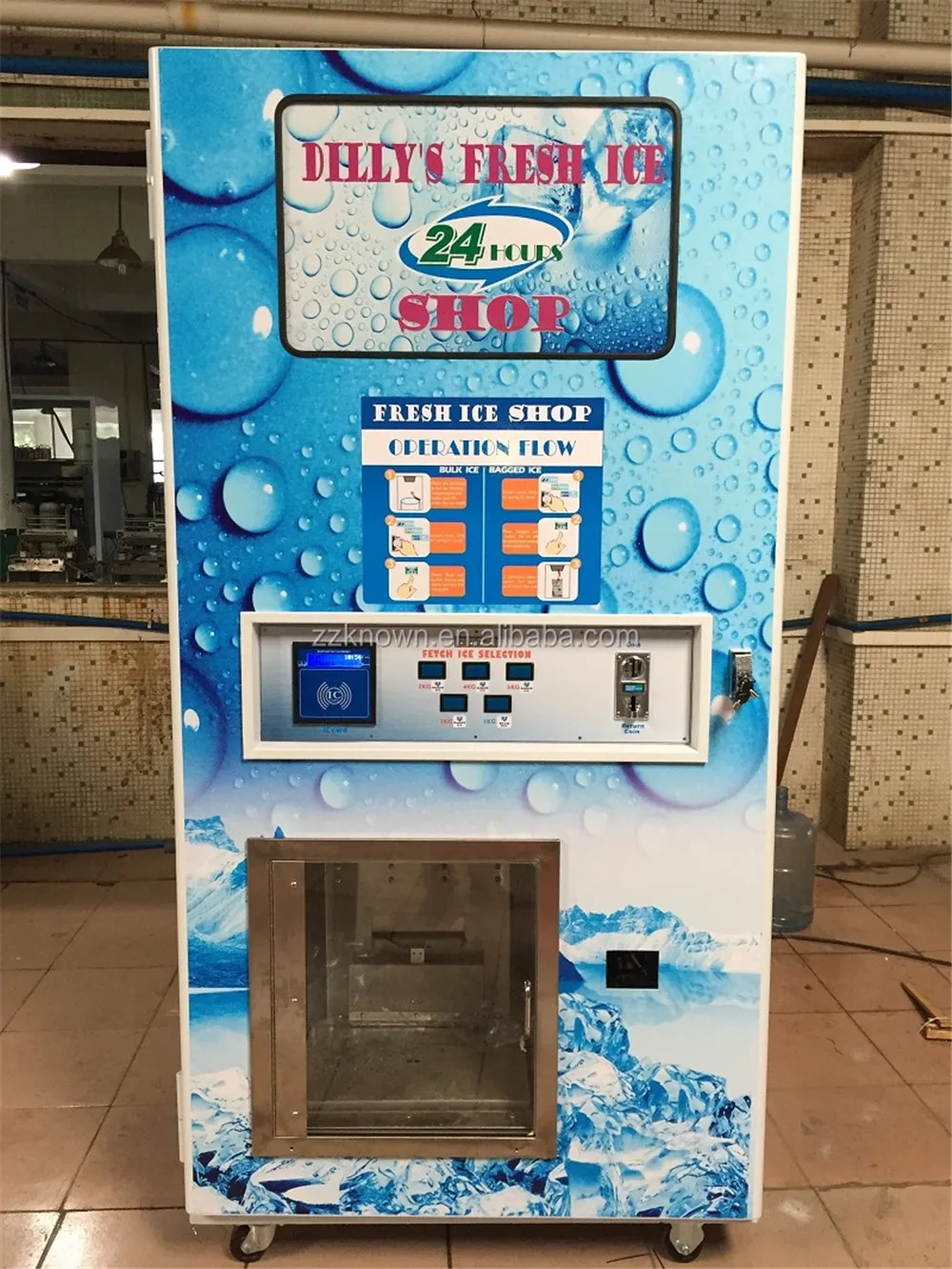 Коммерческий автомат по продаже льда весом 160 кг/день, автоматический автомат по продаже кубиков чистого льда