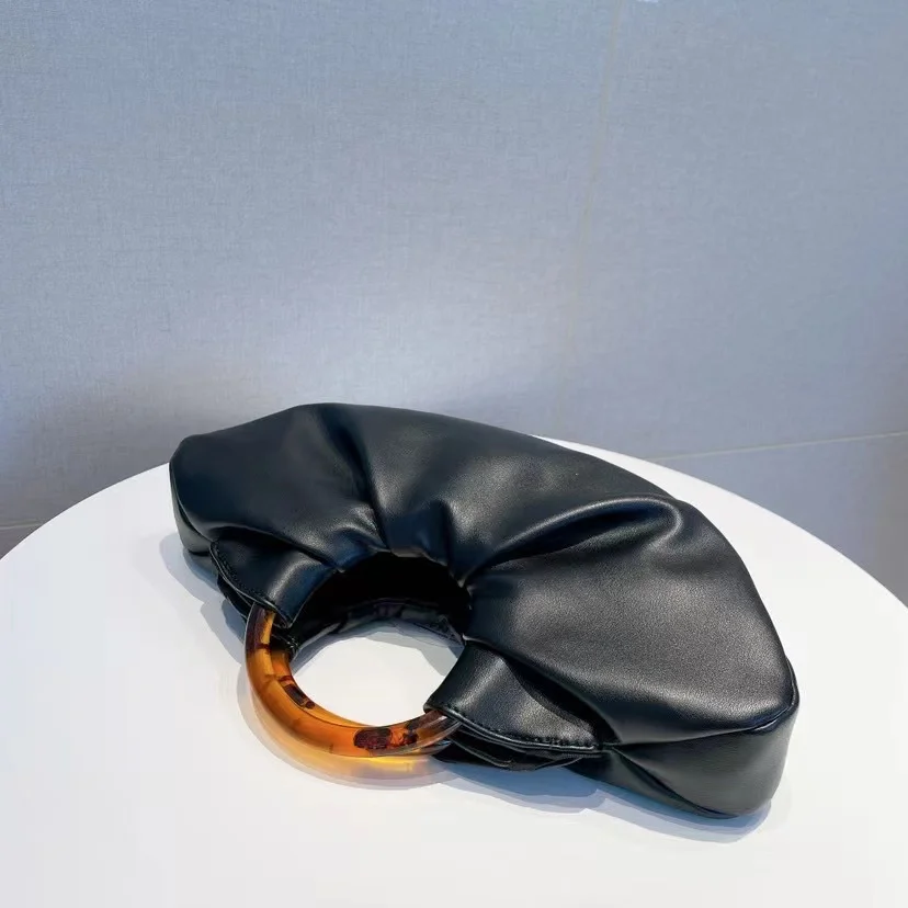 Высококачественная Текстурированная Кожаная Плиссированная сумка-Облако, Женская сумка С акриловой ручкой, Дамский кошелек, Женская сумка через плечо, Женская модная сумка