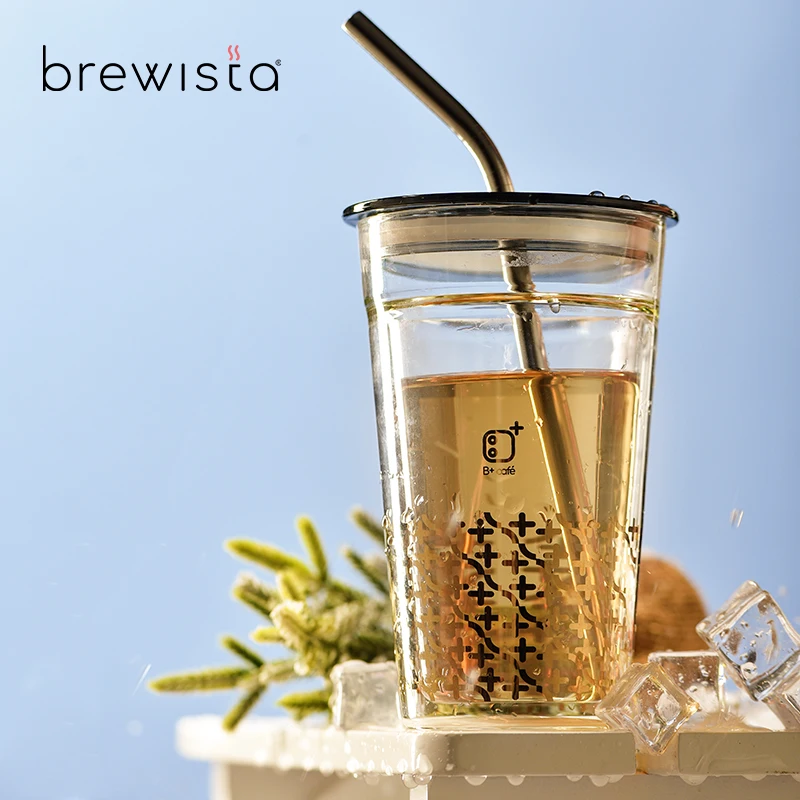 Кружки Brewista, посуда для напитков, Стеклянный стакан с двойными стенками и кофейная чашка с соломинкой