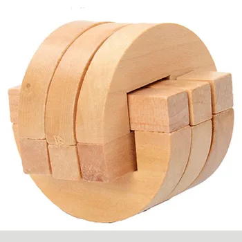 1ШТ Простые китайские традиционные уникальные деревянные пазлы Kongming Lock Toys Классическая интеллектуальная развивающая игрушка-куб