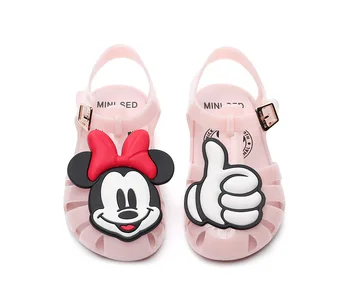 2021 Новая обувь для мальчиков и девочек Disney Jelly Mickey Minnie, нескользящие дышащие детские сандалии, прозрачные Melissa Infantil