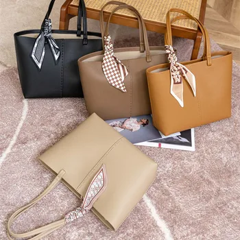 2023 новая сумка-тоут, женская кожаная сумка в европейском стиле, вместительная сумка для пригородных поездок, универсальная женская сумка из воловьей кожи, лента