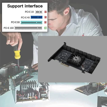 24 Порта PCIE Адаптер PCI-Express X4/X16 до 3,0 6 Гбит/с Контроллер платы расширения JMB585 Mining Riser для настольных ПК