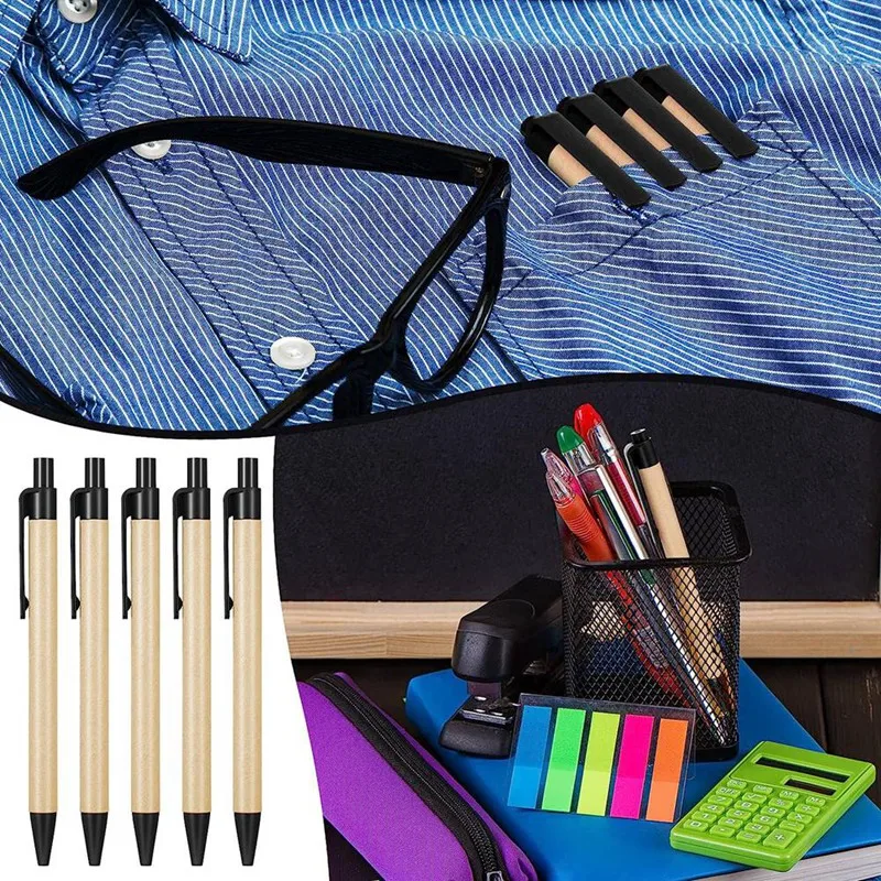 200 упаковок черных шариковых ручек с выдвижными ручками со средним заострением, Экологически чистые ручки из переработанной крафт-бумаги, ручки оптом для офиса, школы