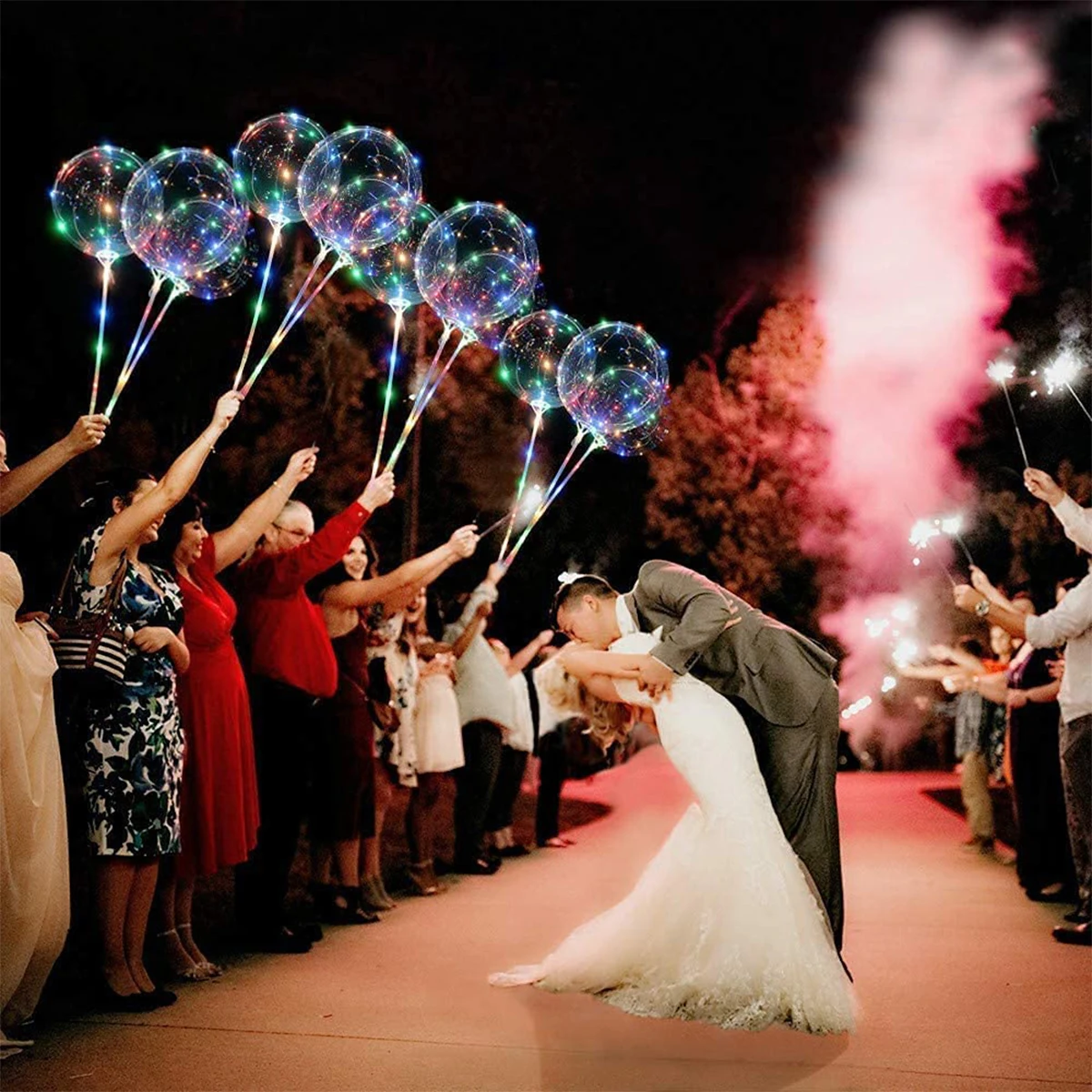 Светодиодные Воздушные шары Bobo Светящийся прозрачный воздушный шар с красочной световой нитью для украшения свадьбы, Дня Рождения, Рождественской вечеринки