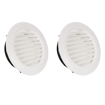 2x8-дюймовая круглая решетка из АБС-пластика с жалюзи, вентиляционное отверстие из белого софита со встроенной сеткой для защиты от мух для ванной комнаты