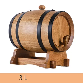 3Л Деревянная Винная бочка Дубовый контейнер для виски Деревянная бочка Дубовое ведро Пиво для хранения Ферментера для выдержки вина и виски Водки