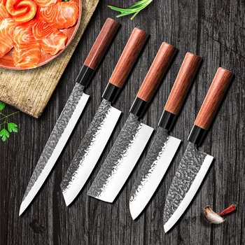 4 шт. Японский нож для нарезки лосося из кованой нержавеющей стали, нож для приготовления сашими, нож для суши и набор специальных ножей для сашими