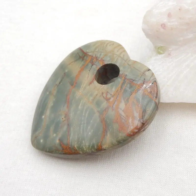Натуральный камень, Многоцветная Яшма Пикассо, Драгоценный камень, Подвеска в форме сердца, Бусина 47x10 мм, 33 г, Полудрагоценное Ожерелье, Аксессуары