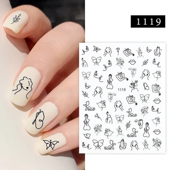 6 Дизайнов Наклеек для ногтей Lady Face Геометрический Дизайн ногтей, наклейки для Маникюра, Слайдеры, Украшения для Маникюра, Слайдеры для ногтей, подарки