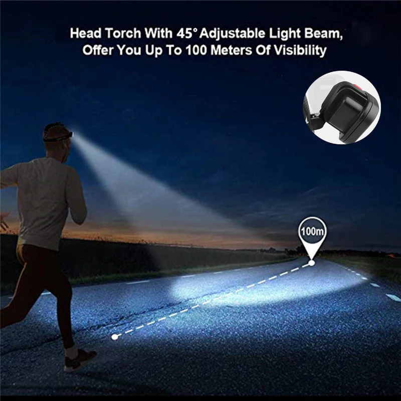 Дальнее Расстояние Освещения Широкоугольный COB LED Фары Использовать 2x18650 Аккумуляторный Головной Фонарь USB перезаряжаемый Фонарь Для Верховой Езды Лагерь