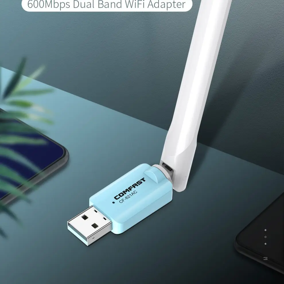 Бесплатный драйвер 600 Мбит/с ac Wi-Fi Адаптер 5 ГГц Двухдиапазонный USB Ethernet Wi Fi ключ С 3dBi WiFi Антенной для Портативных ПК CF-821AC
