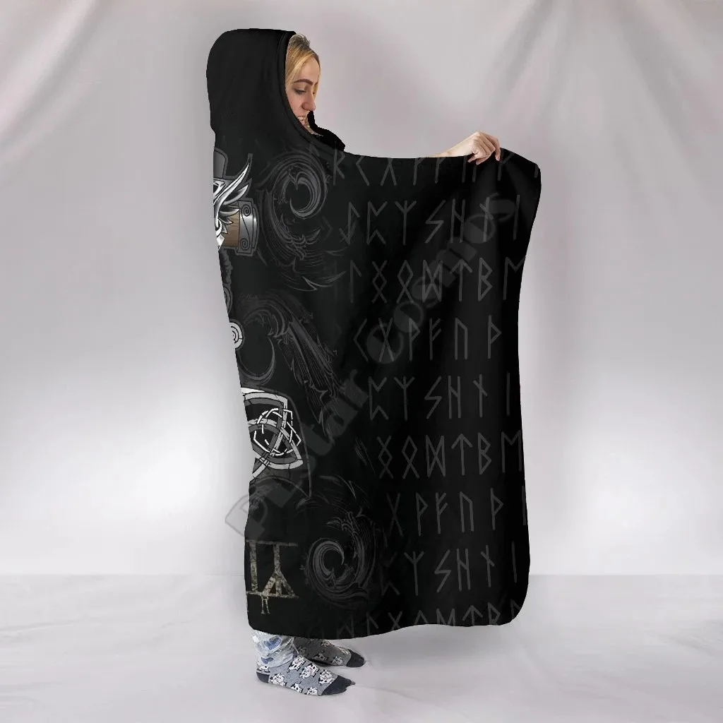 Одеяло С капюшоном В стиле Викингов, Скандинавский Бог Один, 3D Печатное Носимое Одеяло Для Взрослых И Детей, Одеяло С капюшоном