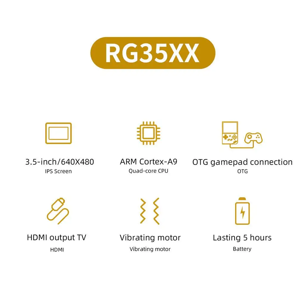 RG35XX Ретро Портативная Игровая Консоль 3,5 Дюйм(ов) Ов) IPS HD Экран Четырехъядерный ARM Cortex-Ag 64G Портативный Карманный Видеоплеер Игры