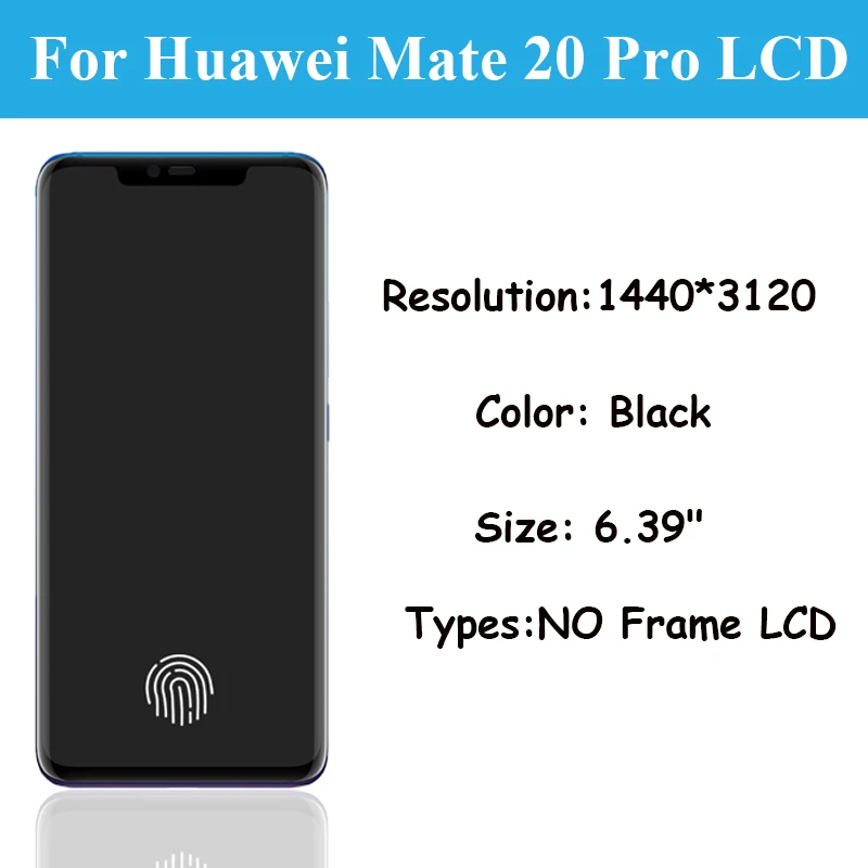 Оригинальный Amoled Для Huawei Mate 20 Pro ЖК-дисплей с Сенсорным экраном Дигитайзер В Сборе Для Huawei LYA-L09 L29 Замена ЖК-дисплея