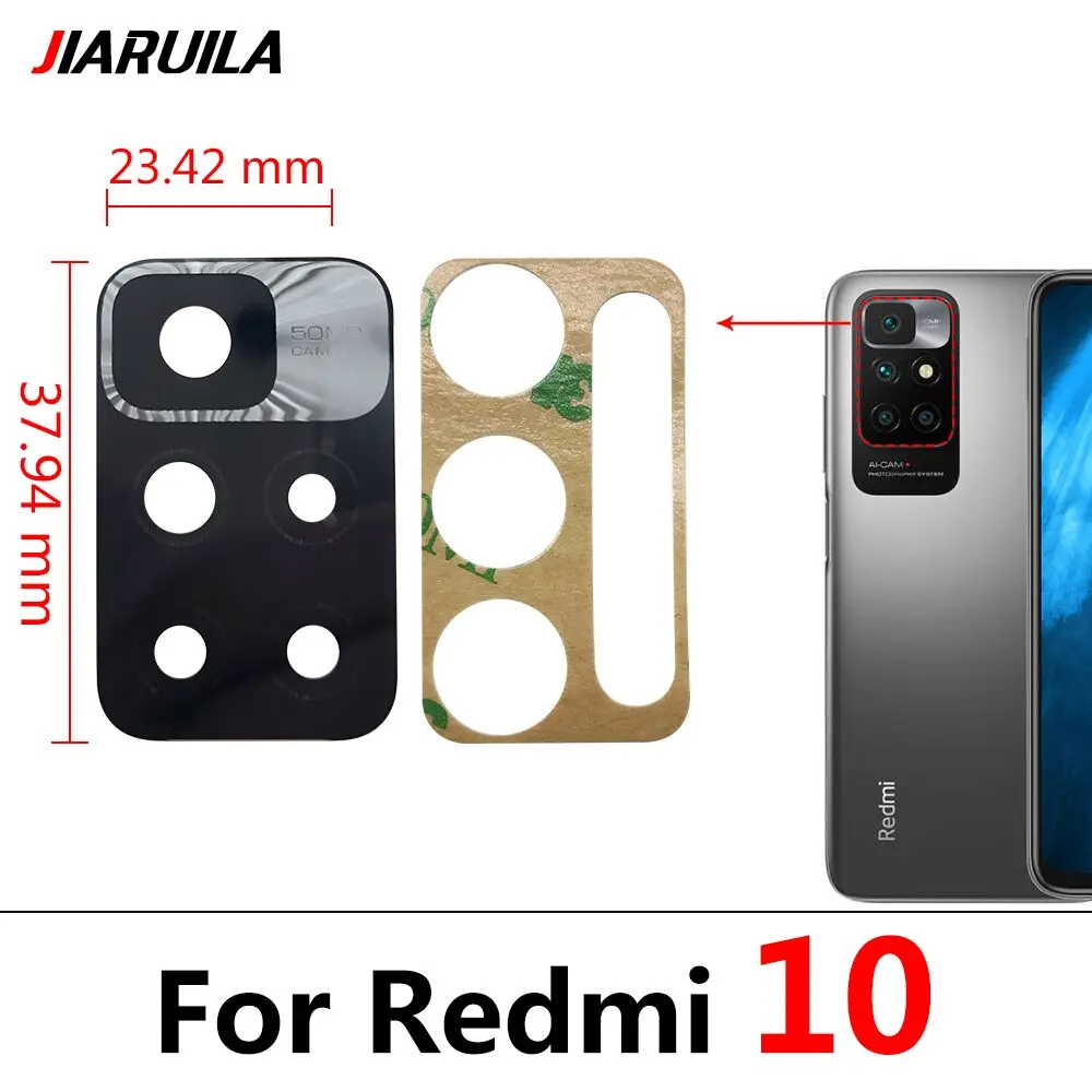 10 шт., оригинальный стеклянный объектив для задней камеры Xiaomi Redmi 10 Note 10 5G 10S 11 11T 10 Pro Plus, стекло для камеры с клеевым покрытием
