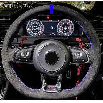 CARDAK DIY Изготовленный на Заказ Замшевый Чехол Рулевого колеса Автомобиля для Volkswagen VW Golf R MK7 Golf 7 GTI VW Polo GTI Scirocco 2015 2016
