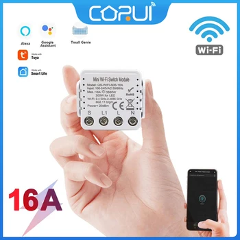 CoRui Tuya WiFi Smart Switch Модуль для светодиодного мини-переключателя 16A С функцией обратного отсчета времени Голосовое управление с Google Home Alexa