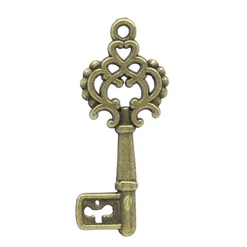 Doreen Box Милые подвески-шармы для ключей из античной бронзы с резьбой в виде полого цветка 28x11 мм, 50 шт. (K02007)