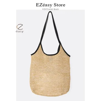 EZeasy Легкие Роскошные Нишевые дизайнерские сумки для женщин, тканая сумка, Креативная Модная Соломенная Тканая сумка, ведро, Портативная сумка, сумки-мессенджеры