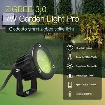 Gleopto Zigbee3.0 Светодиодный Садовый Светильник 7 Вт 24 В RGBCCT Ландшафтный Светильник для газона Концентратор Приложение/Голос/Дистанционное Управление Украшение Двора На Открытом Воздухе