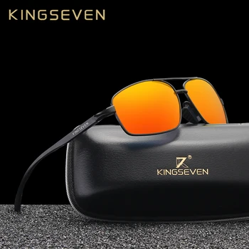 KINGSEVEN Брендовые Дизайнерские Поляризованные Солнцезащитные Очки Для Мужчин И Женщин, Красные Зеркальные Солнцезащитные Очки Для Вождения Для Мужчин, Высококачественные Оттенки Oculos N7088