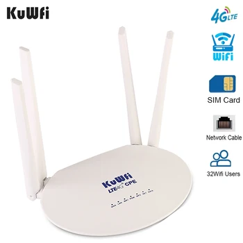 KuWFi 4G LTE Маршрутизатор 150 Мбит/с Беспроводной WiFi CAT4 FDD/TDD Со слотом для SIM-карты WAN LAN Порт 4 Внешняя Антенна Поддержка 32 устройств