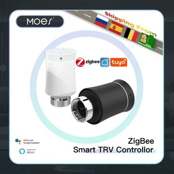 MOES TRV ZigBee 3.0 Tuya Новый Клапан привода радиатора Умный Программируемый Термостат, Нагреватель температуры, Голосовое управление Alexa