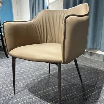 O65Italian минималистичный обеденный стул домашний кожаный художественный с подсветкой роскошный книжный стул современный простой стул для отдыха офис продаж negot