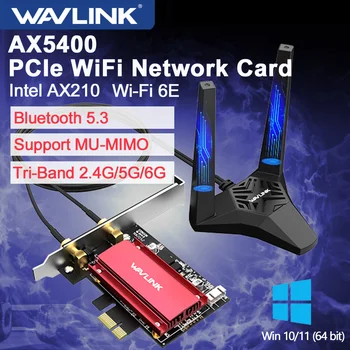 Wavlink 5374 Мбит/с Wi-Fi 6E Intel AX210 PCIe Беспроводная сетевая карта 2,4 G/5G/6 ГГц 802.11AX WiFi Адаптер Bluetooth 5,3 WiFi 6 Карт ПК
