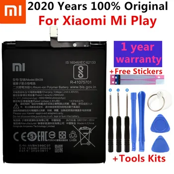 Xiao mi 100% Оригинальный Аккумулятор BN39 3000 мАч Для Xiaomi Mi Play BN39, Высококачественные Сменные Батареи для телефона + Инструменты