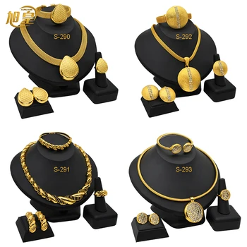 XUHUANG Африканские Ожерелья, Браслеты, наборы для Сережек, Нигерийский Свадебный ювелирный набор, Ожерелье Эфиопского Золотого цвета, набор украшений, подарки