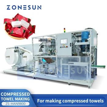 ZONESUN Автоматическая Машина Для изготовления прессованных полотенец, Компрессионных мини-полотенец, одноразовых салфеток для монет для индустрии туризма ZS-HAN9800