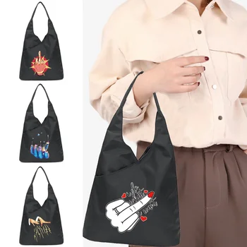 Водонепроницаемая диагональная сумка для продуктов, молодежная модная повседневная версия, женская сумка большой емкости, ручная графическая печать, женские сумки-тоут