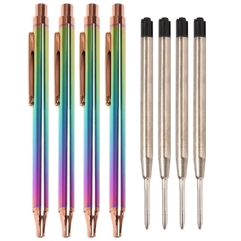 Выдвижные шариковые ручки, роскошные ручки Rainbow Click Metal Pen с черными чернилами 1,0 мм для настольных офисных аксессуаров