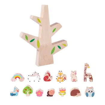 Детские игрушки для балансировки животных, деревянные кубики, Монтессори, Игры для укладки Резьбы, игрушки для раннего развития мелкой моторики