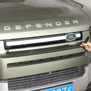 Для Land Rover Defender 90 110 2020-2023, автомобильная передняя решетка из настоящего углеродного волокна, U-образная отделка, наклейки, автомобильные аксессуары