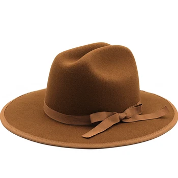 Женская фетровая шляпа цвета Хаки с широкими полями, элегантная женская бандитская фетровая шляпа Хомбург, церковная джазовая шляпа, Мужские ковбойские шляпы