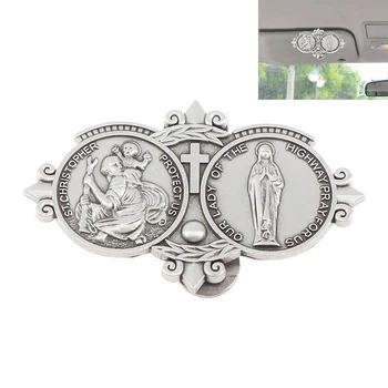 Зажим для козырька автомобиля с Иисусом, Старинный католический Металлический Значок с Зажимом, Подарочная медаль Святого Кристофера