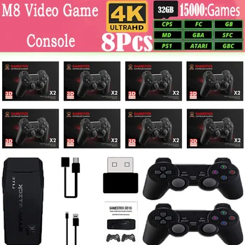 игровая консоль 4k HD 32G 15000 игр, 2,4 G, Портативная Домашняя Игровая консоль с двумя Ручками, беспроводное управление, беспроводная игровая консоль
