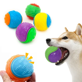 Игрушки с мячом для собак, резиновый диаметр 6,5 см, скрипучий обучающий щенок, игрушка для жевания зубов котенка, устойчивая к укусам