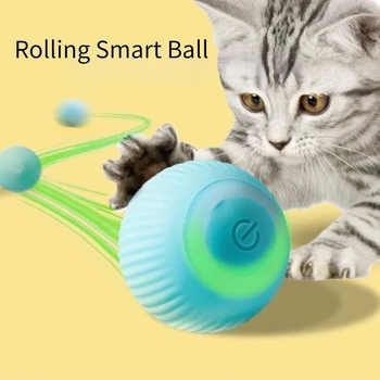 Игрушки с электрическим шариком для кошек, Автоматическая прокатка, умные кошки, интерактивная игрушка для дрессировки домашних животных, самодвижущийся котенок, играющий в помещении