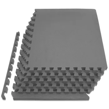 Коврик-головоломка для упражнений 1 дюйм, серый, 24 кв. фута - 6 плиток