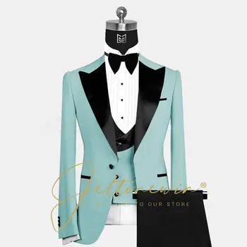 Комплекты блейзеров (куртки + жилет + брюки), мужские деловые блейзеры, мужской тонкий костюм из 3 предметов, мужское платье жениха в клетку, свадебные костюмы для мужчин